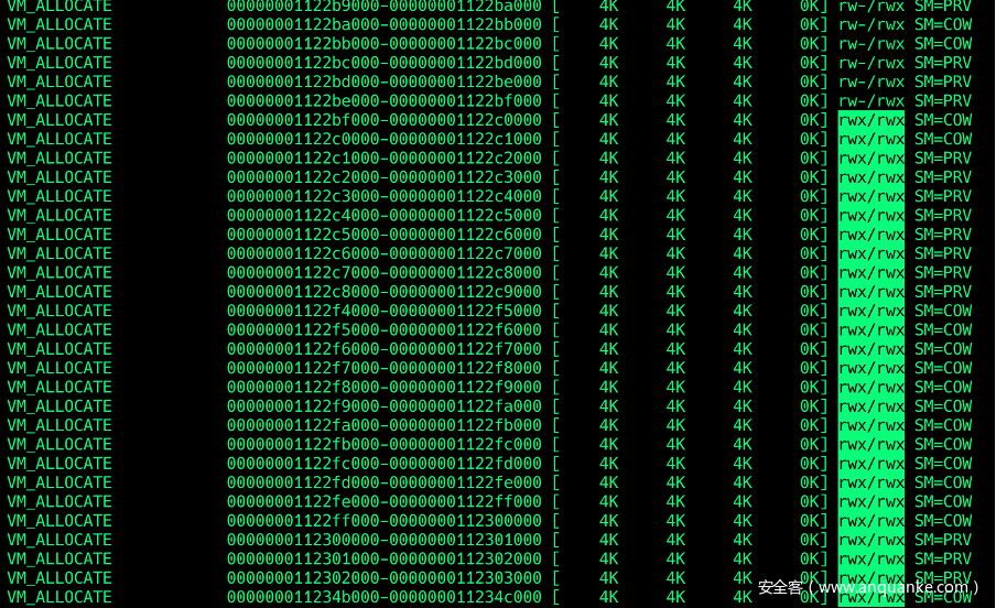 使用vmmap标识一个RWX内存页 使用vmmap标识一个RWX内存页